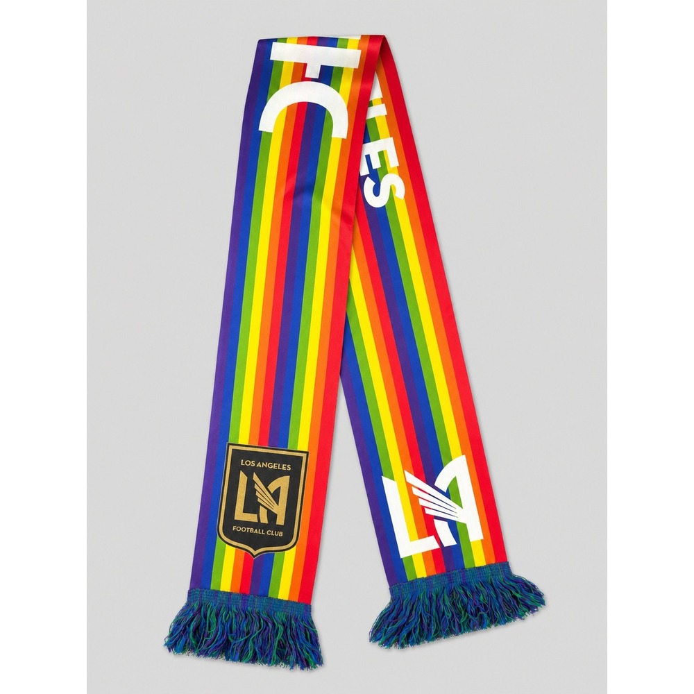 Ruffneck Los Angeles FC LAFC Pride Rainbow Striped MLS‎ Soccer Fan Scarf Fringe